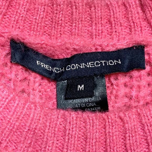 French Connection Madelyn Sweater Size Medium Colorful Pink Orange Cable Knit - Picture 5 of 6